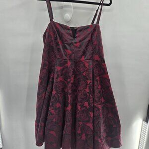 Betsey Johnson X Torrid Burgundy Black Floral Jacquard Babydoll Midi Dress 18